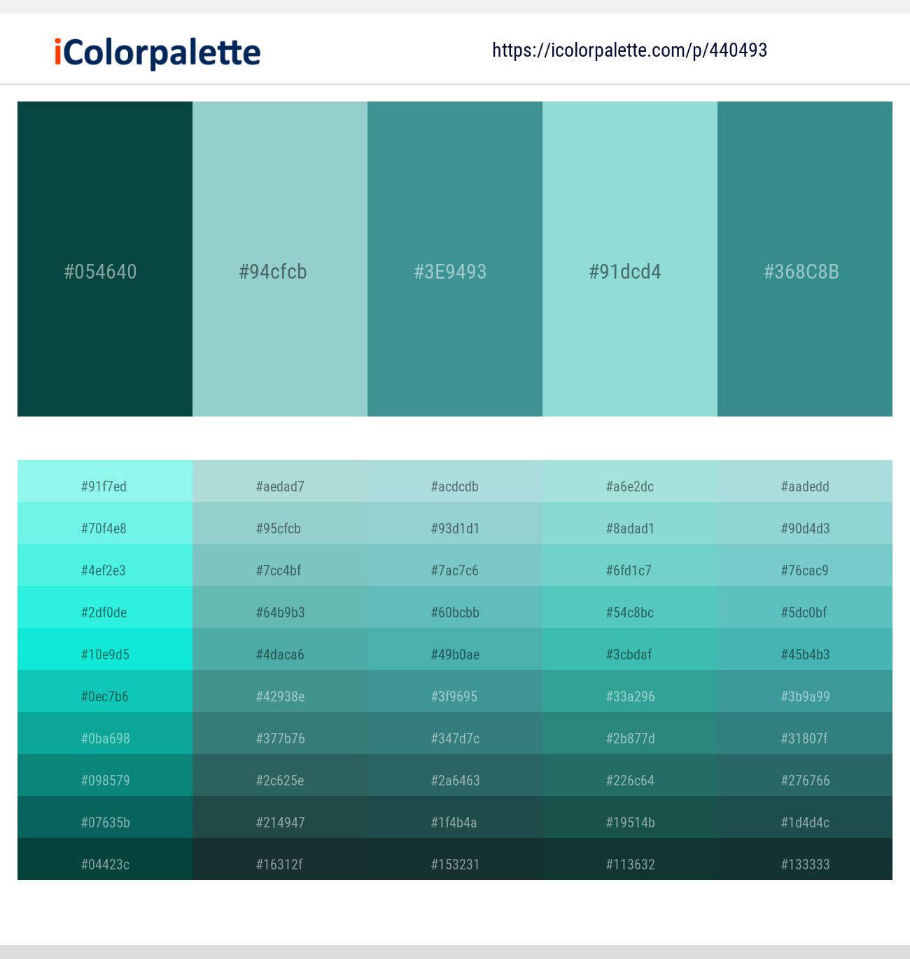 Evening Sea – Sinbad – Paradiso – Morning Glory – Paradiso Color scheme