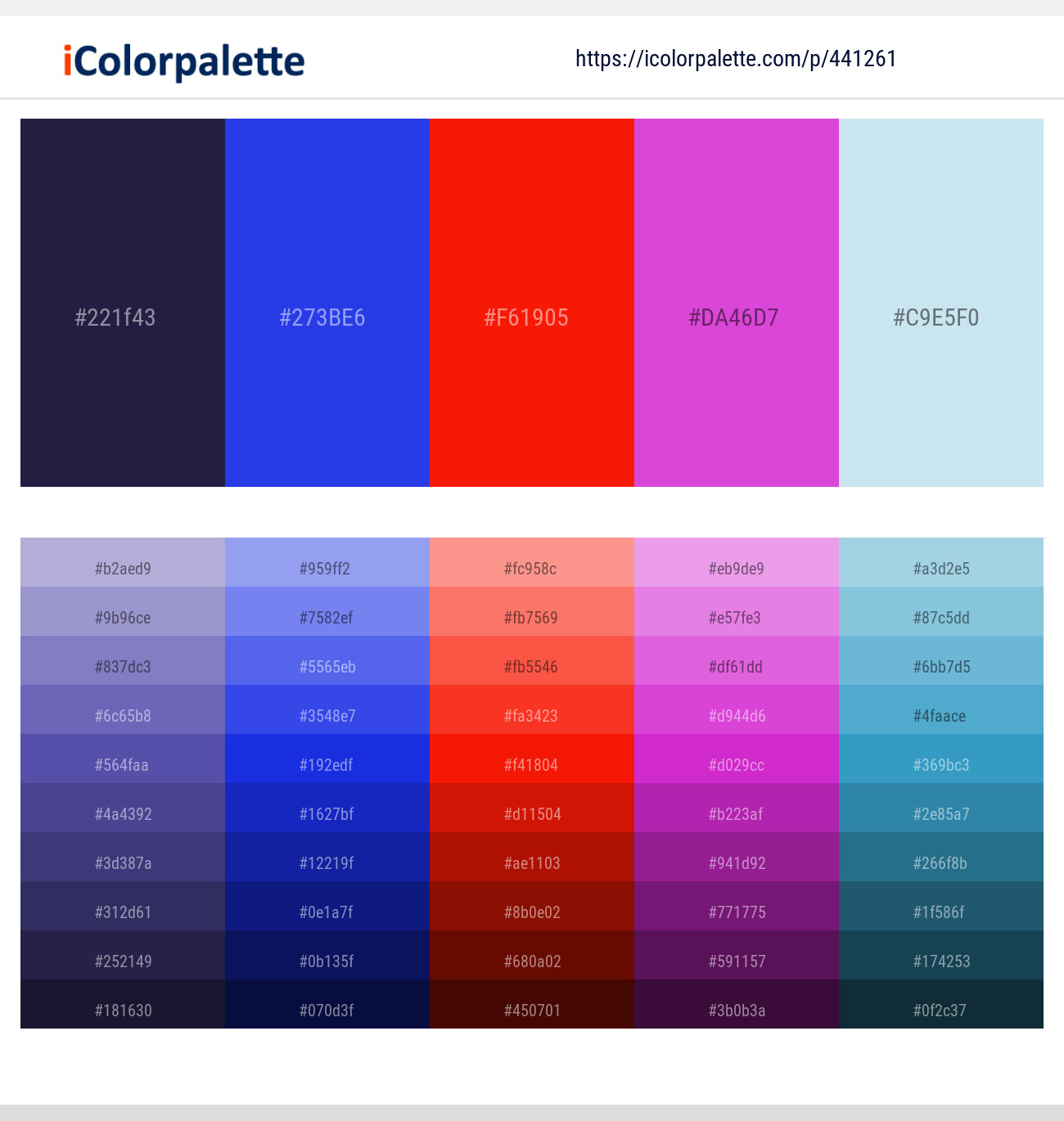 12 Color with Royal Blue And Red Color tone combinations | | iColorpalette