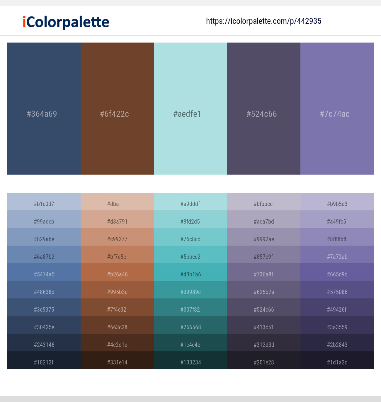 San Juan – Old Copper – Powder Blue – Mulled Wine – Deluge Color scheme