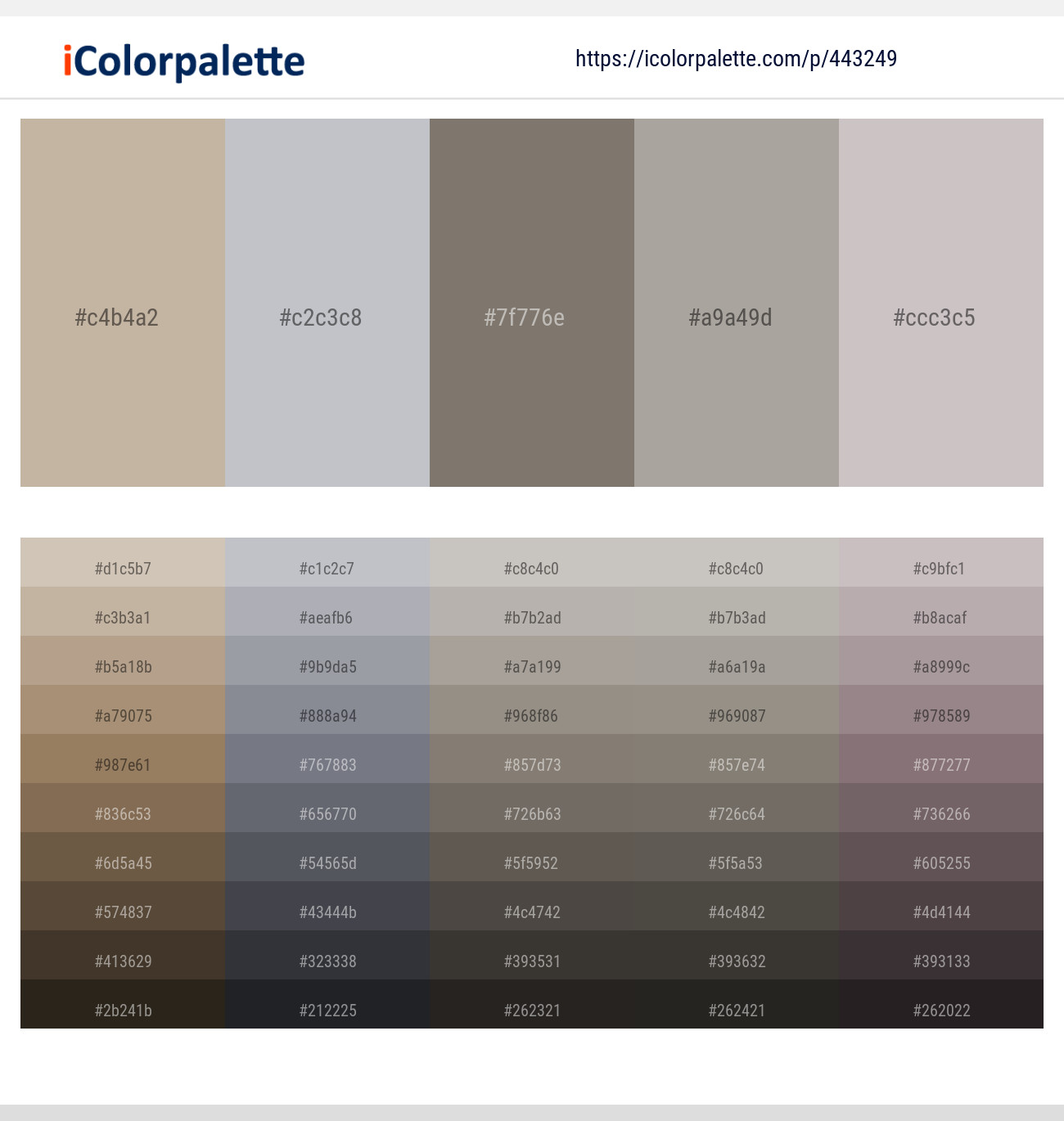 Bison Hide – French Gray – Tapa – Dawn – Pale Slate Color scheme