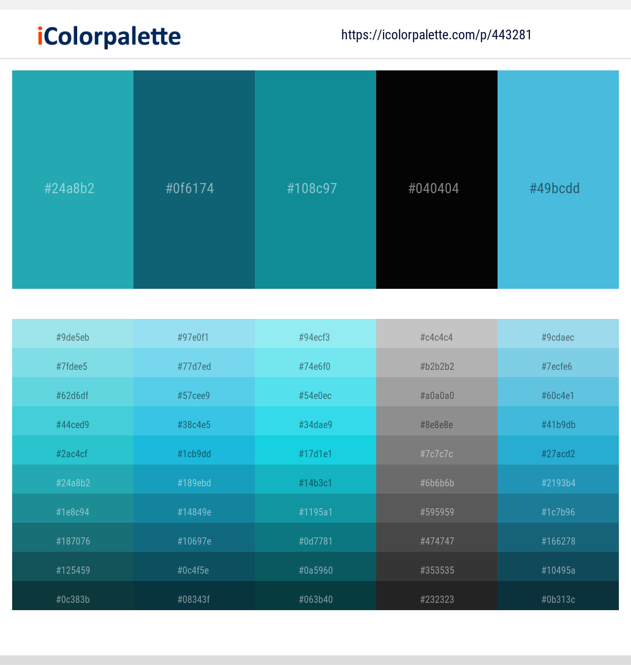 Eastern Blue – Atoll – Blue Chill – Black – Picton Blue Color scheme
