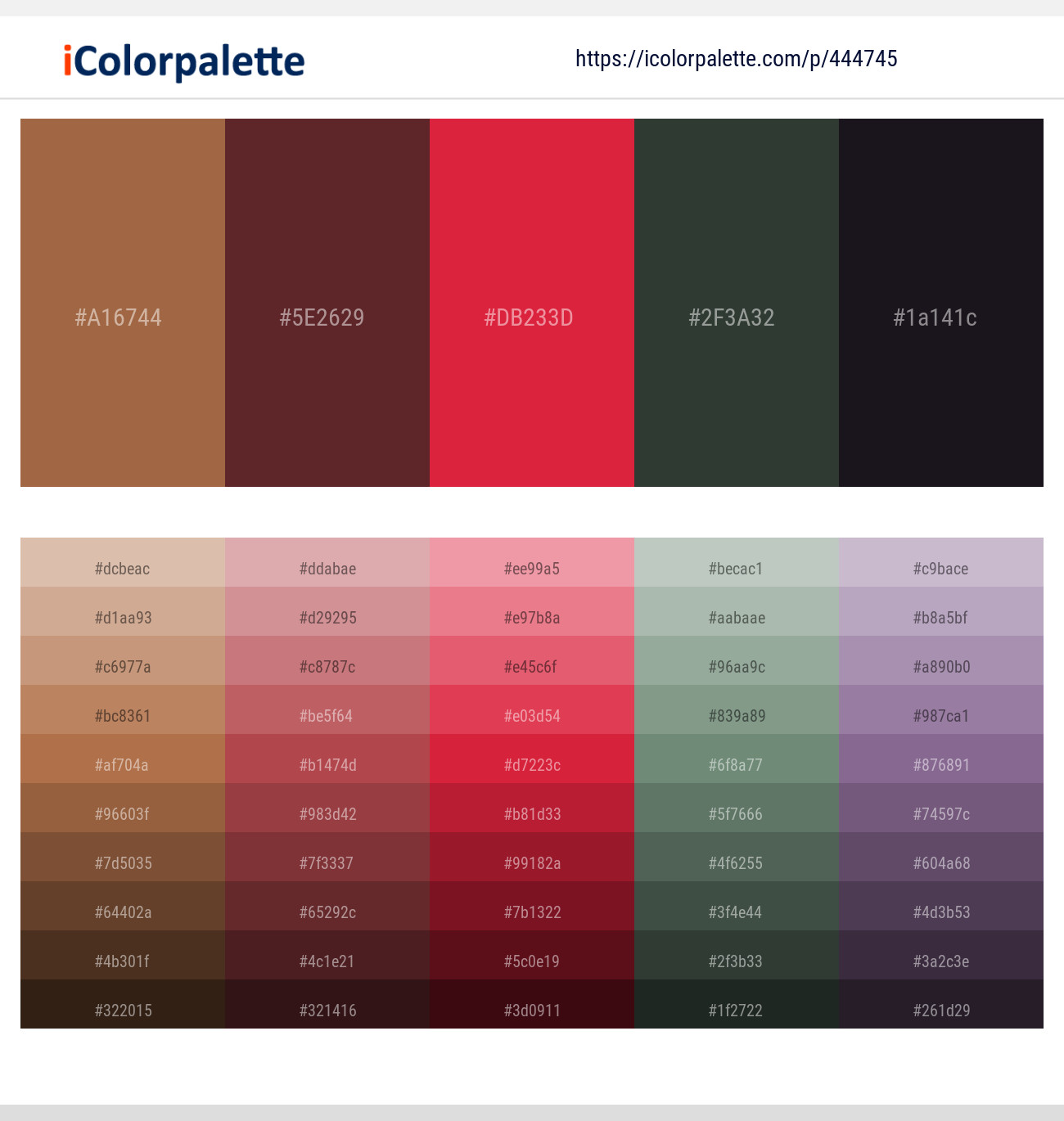 Cape Palliser – Buccaneer – Alizarin Crimson – Lunar Green – Bastille Color scheme