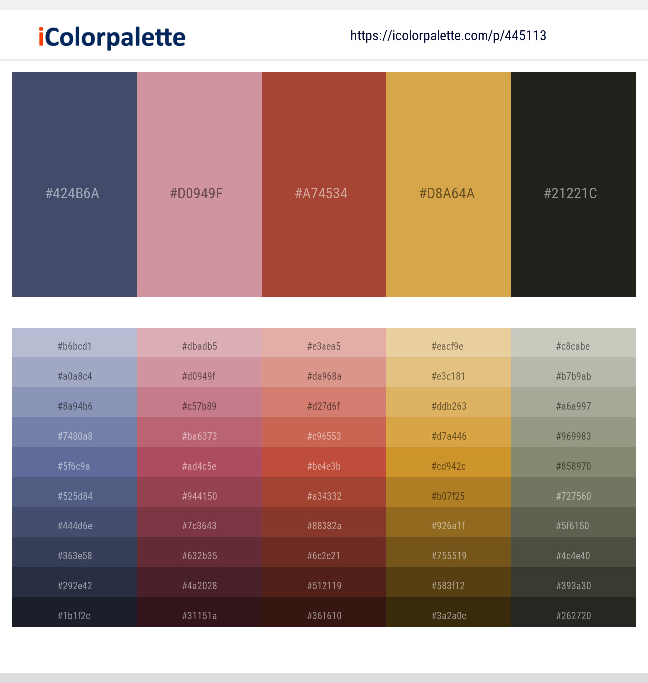 Fiord – Puce – Medium Carmine – Anzac – Log Cabin Color scheme