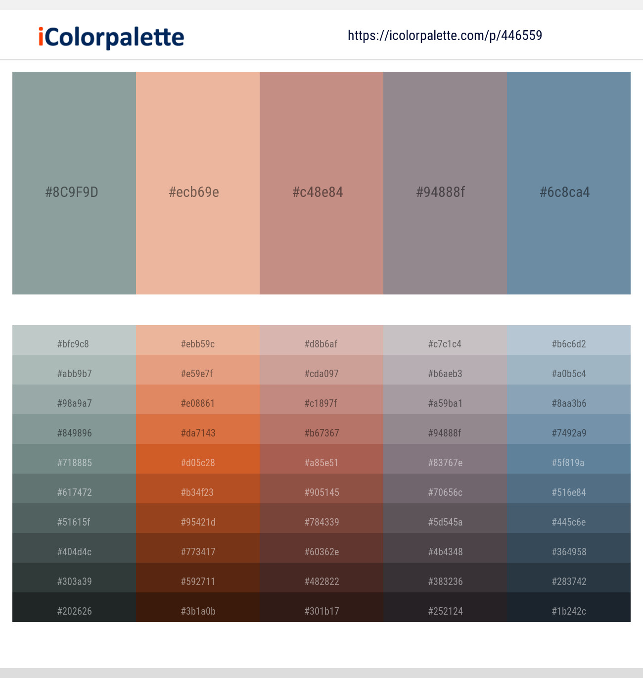 Granny Smith – Pancho – Old Rose – Venus – Bermuda Gray Color scheme