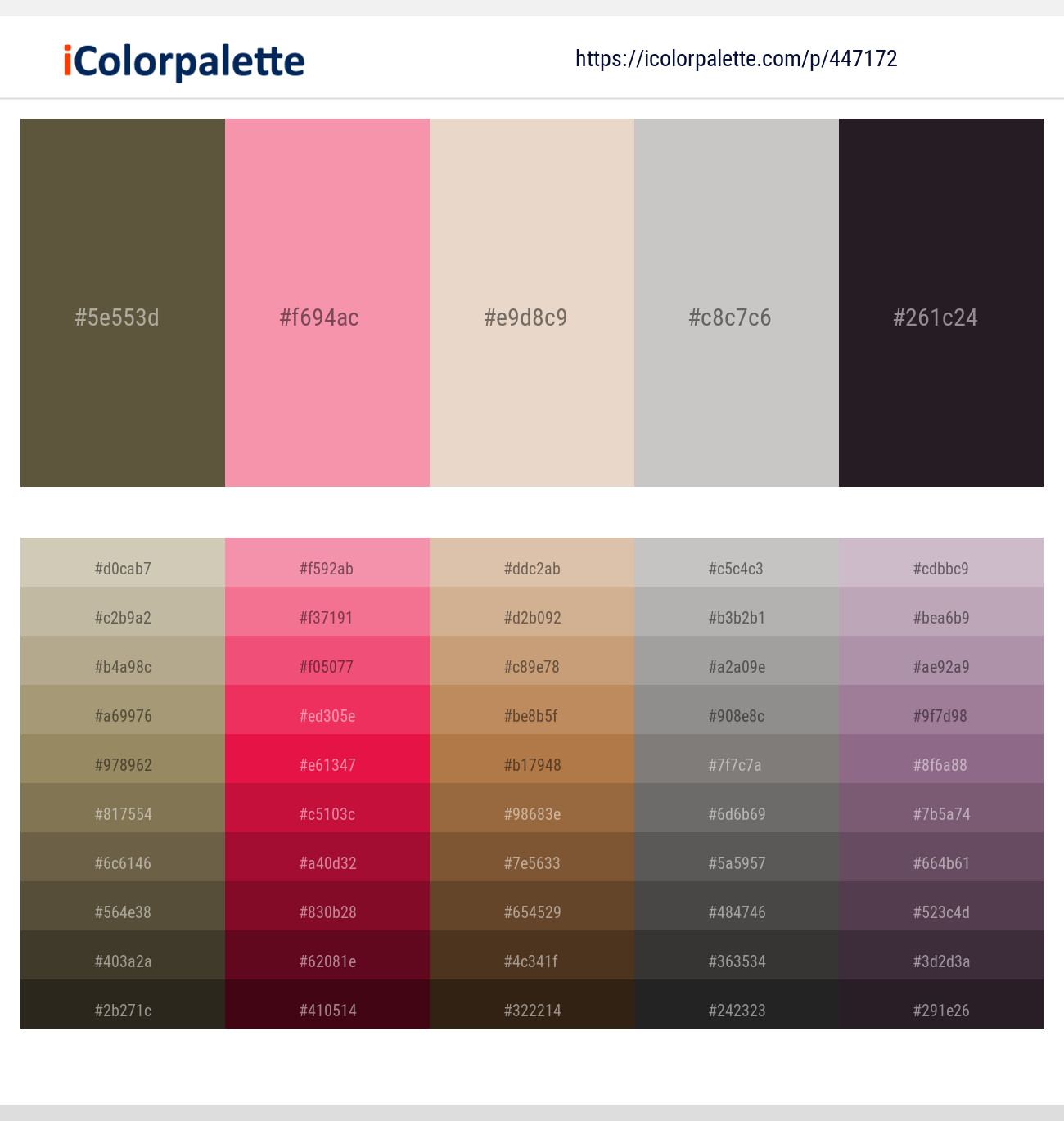 Hemlock – Mauvelous – Bone – Cloud – Thunder Color scheme