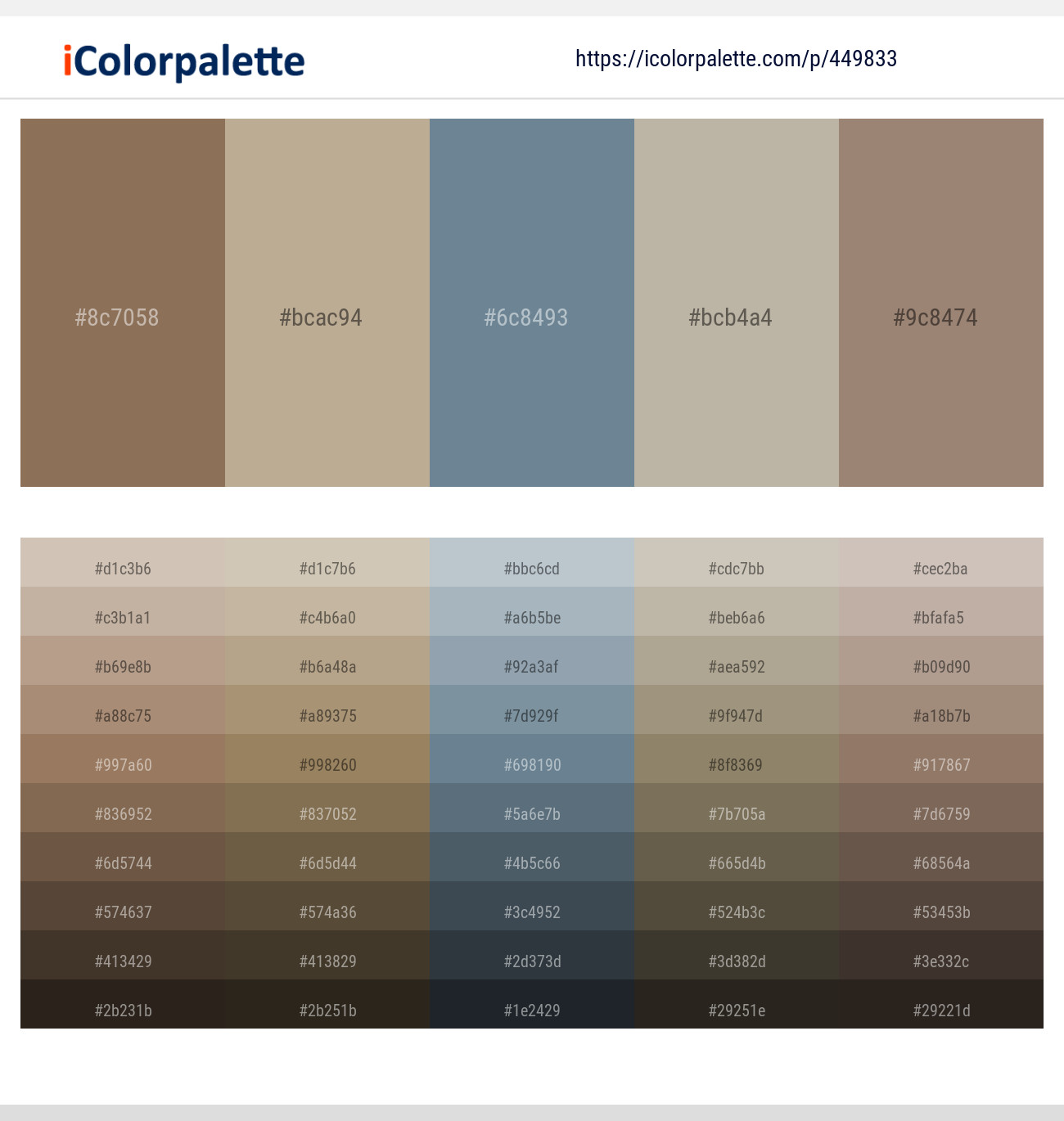 Beaver – Heathered Gray – Slate Gray – Nomad – Arrowtown Color scheme