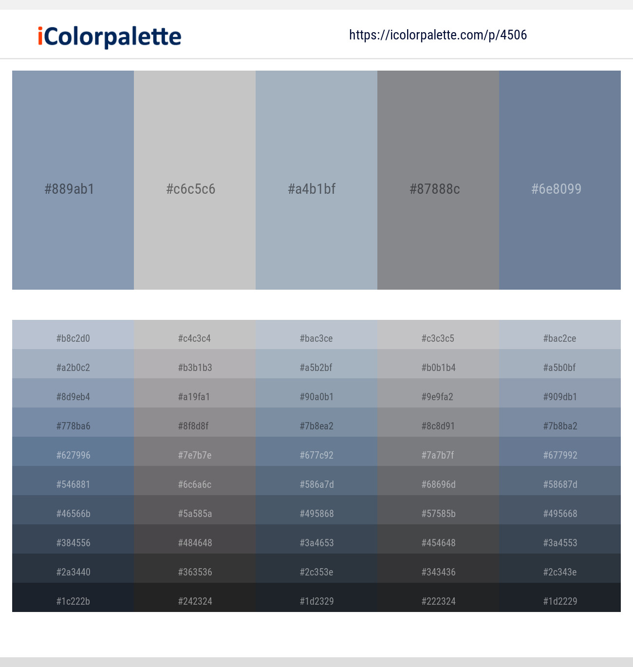 Bali Hai – Pale Slate – Cadet Blue – Oslo Gray – Lynch Color scheme