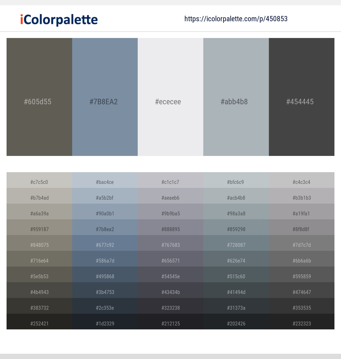 Chicago – Regent Gray – Athens Gray – Hit Gray – Tundora Color scheme