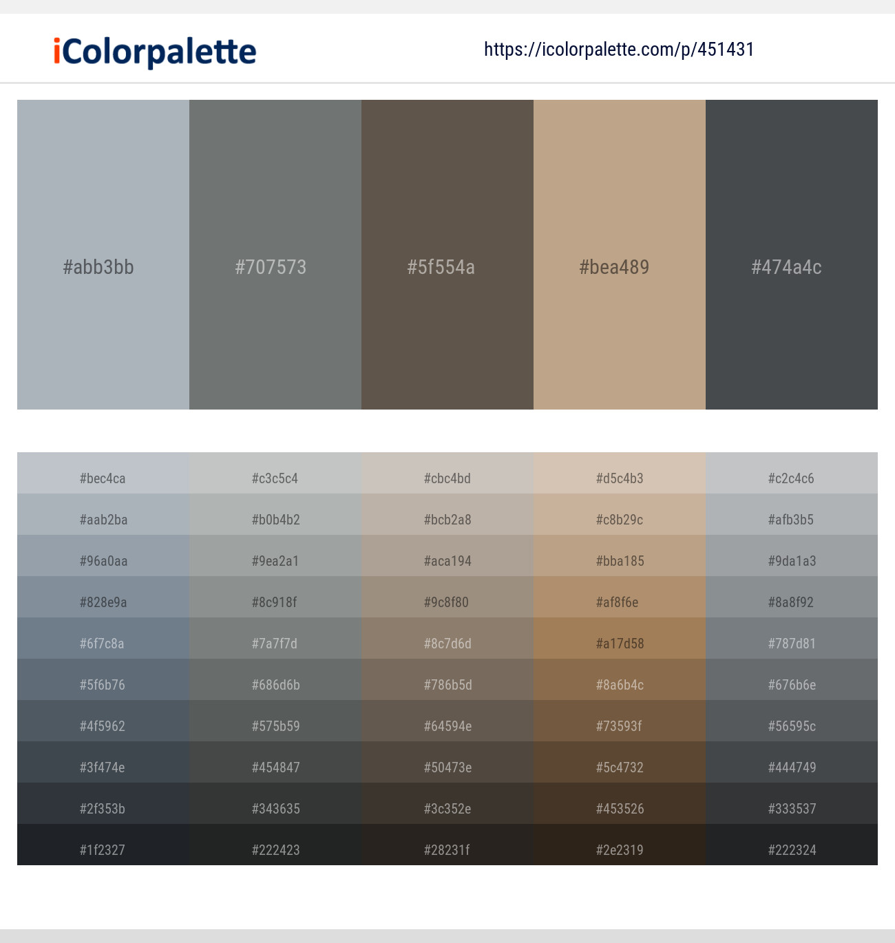 Hit Gray – Corduroy – Soya Bean – Indian Khaki – Abbey Color scheme