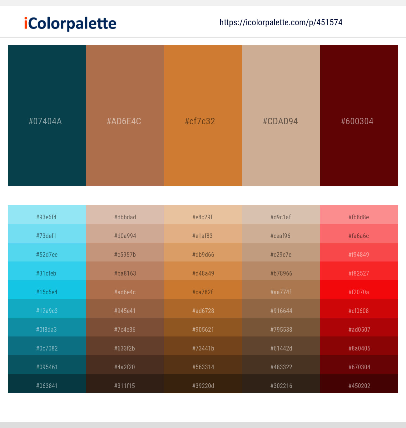 Tarawera – Santa Fe – Brandy Punch – Sorrell Brown – Red Oxide Color scheme