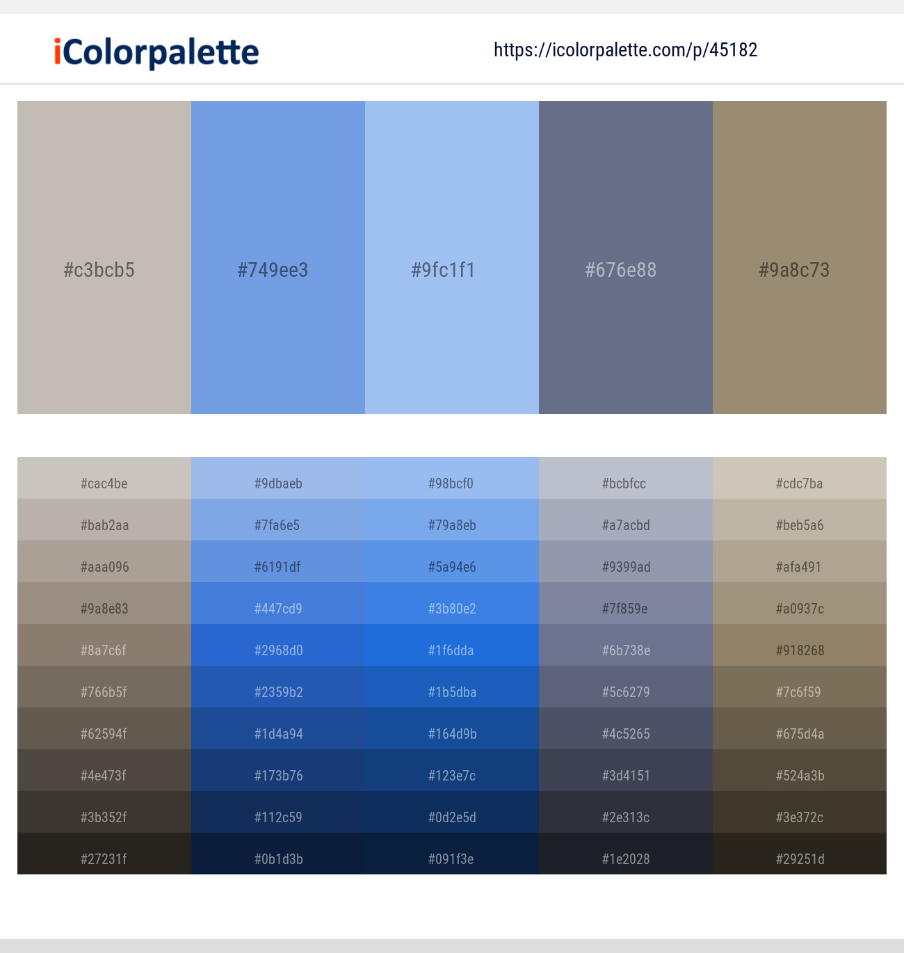 Cotton Seed – Portage – Perano – Storm Gray – Pale Oyster Color scheme