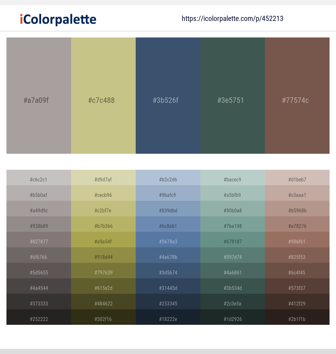 Martini – Pine Glade – Fiord – Mineral Green – Roman Coffee Color scheme