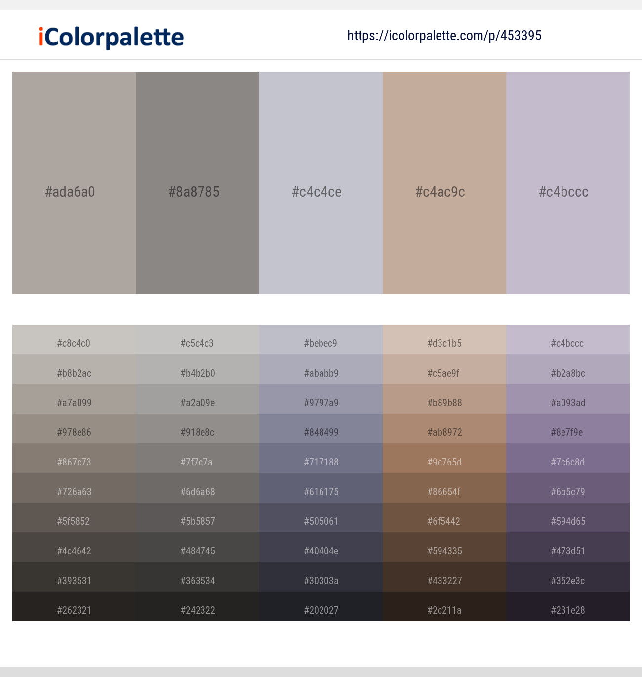 Cloudy – Natural Gray – French Gray – Rodeo Dust – Chatelle Color scheme