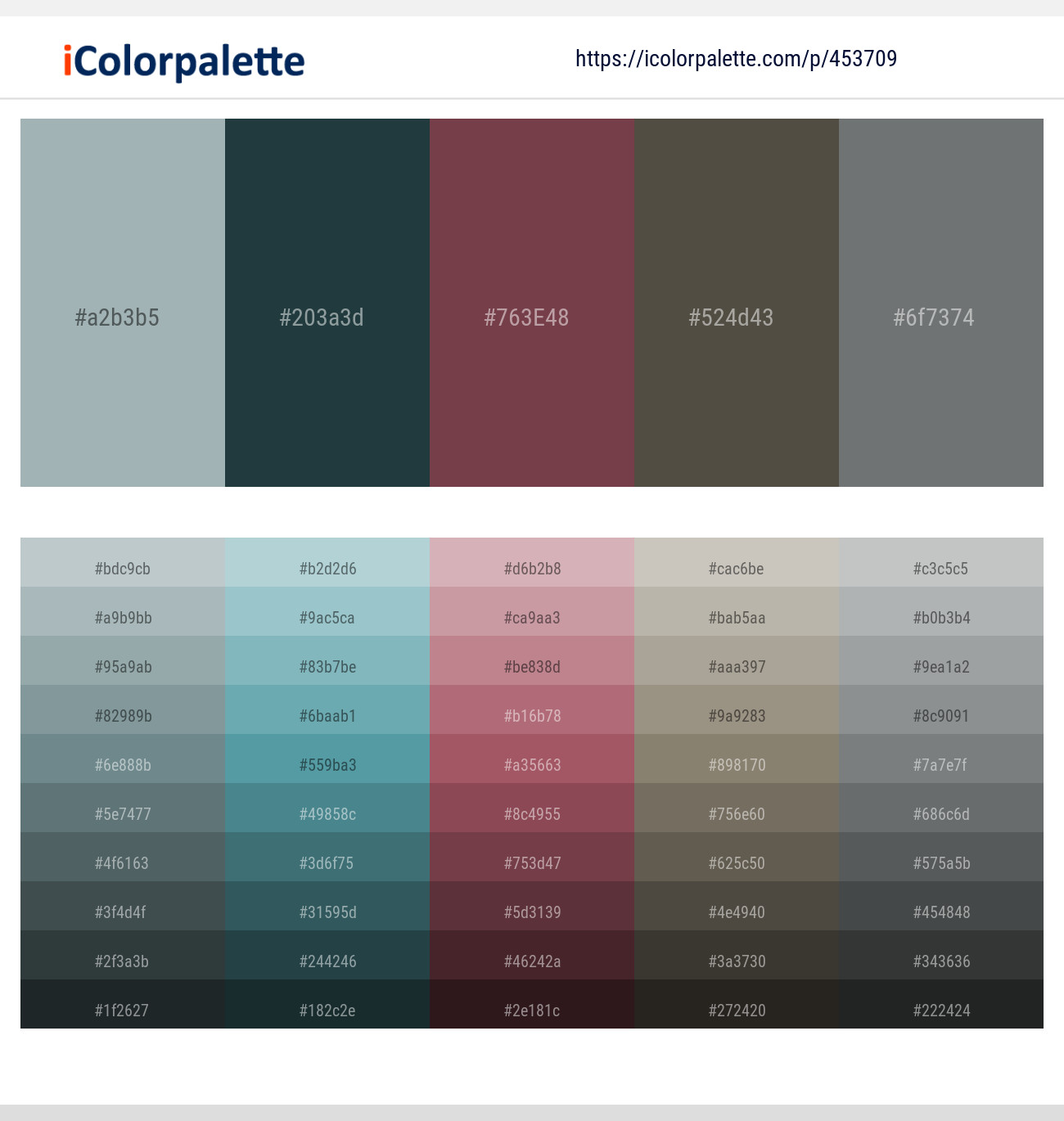 Hit Gray – Te Papa Green – Lotus – Fuscous Gray – Sirocco Color scheme