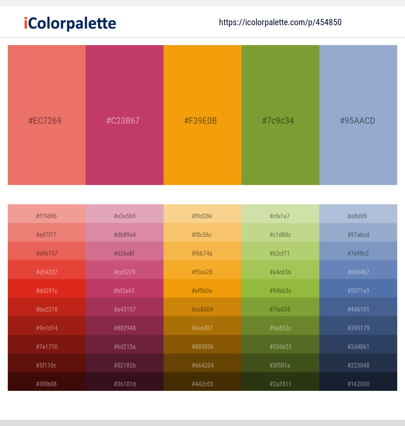 Burnt Sienna – Hibiscus – Buttercup – Sushi – Polo Blue Color scheme