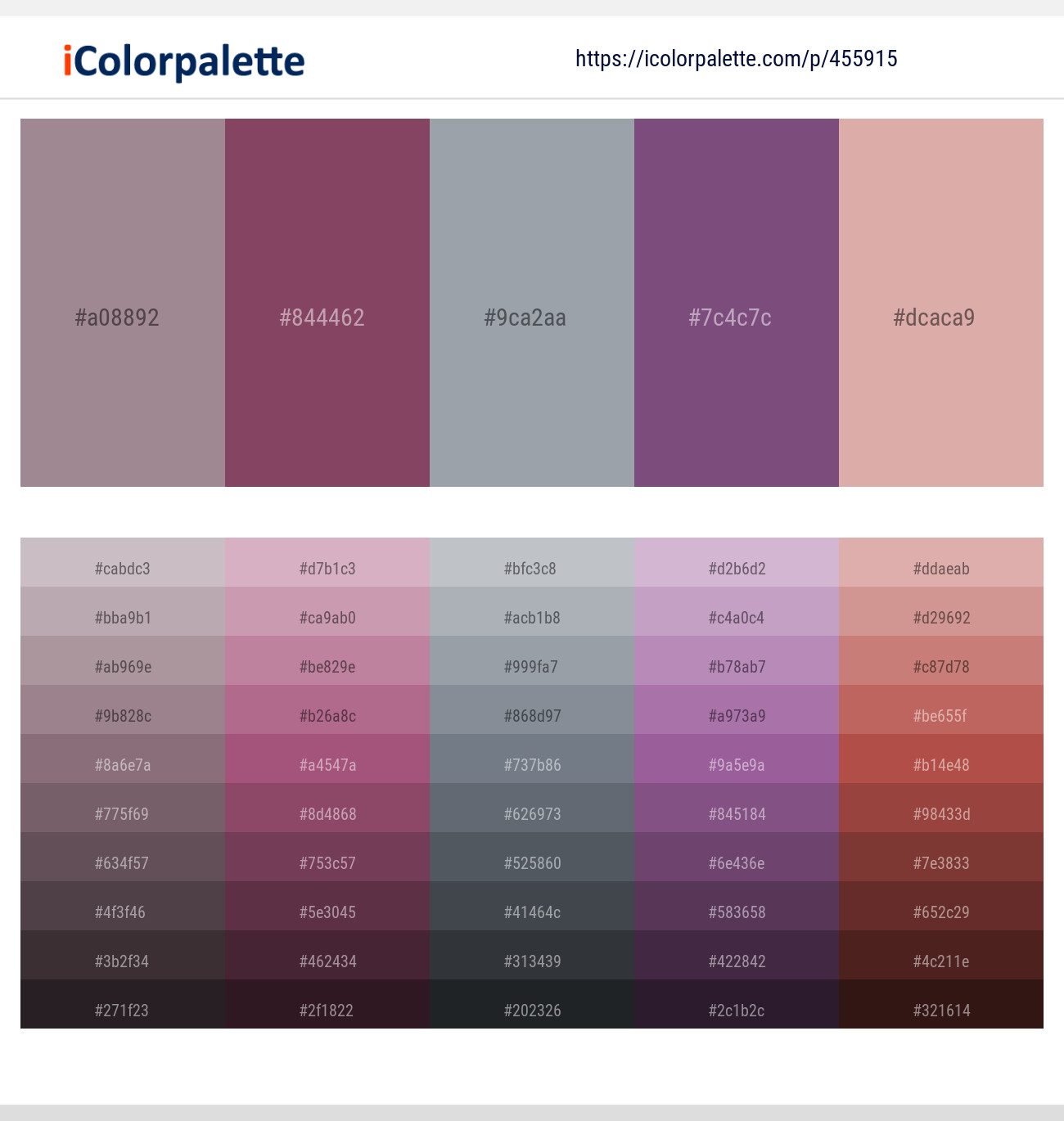Mountbatten Pink – Cannon Pink – Gray Chateau – Strikemaster – Blossom Color scheme