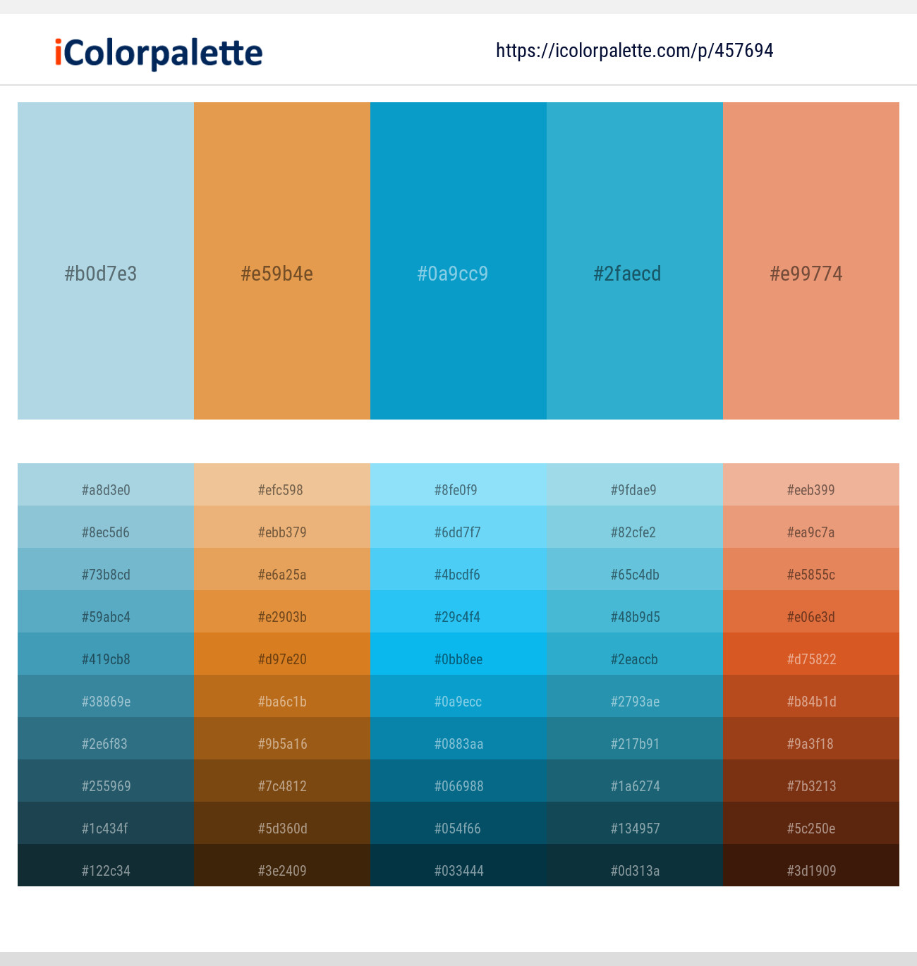 Powder Blue – Anzac – Cerulean – Scooter – Apricot Color scheme