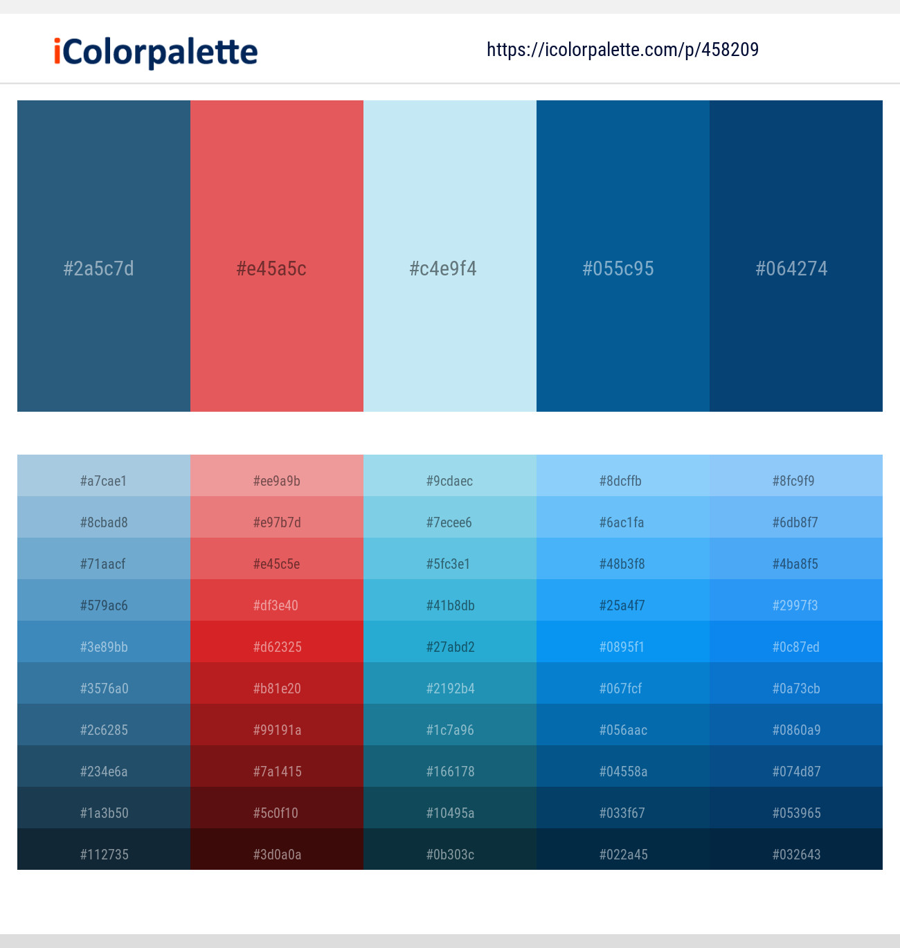 Calypso – Mandy – Mint Tulip – Venice Blue – Catalina Blue Color scheme