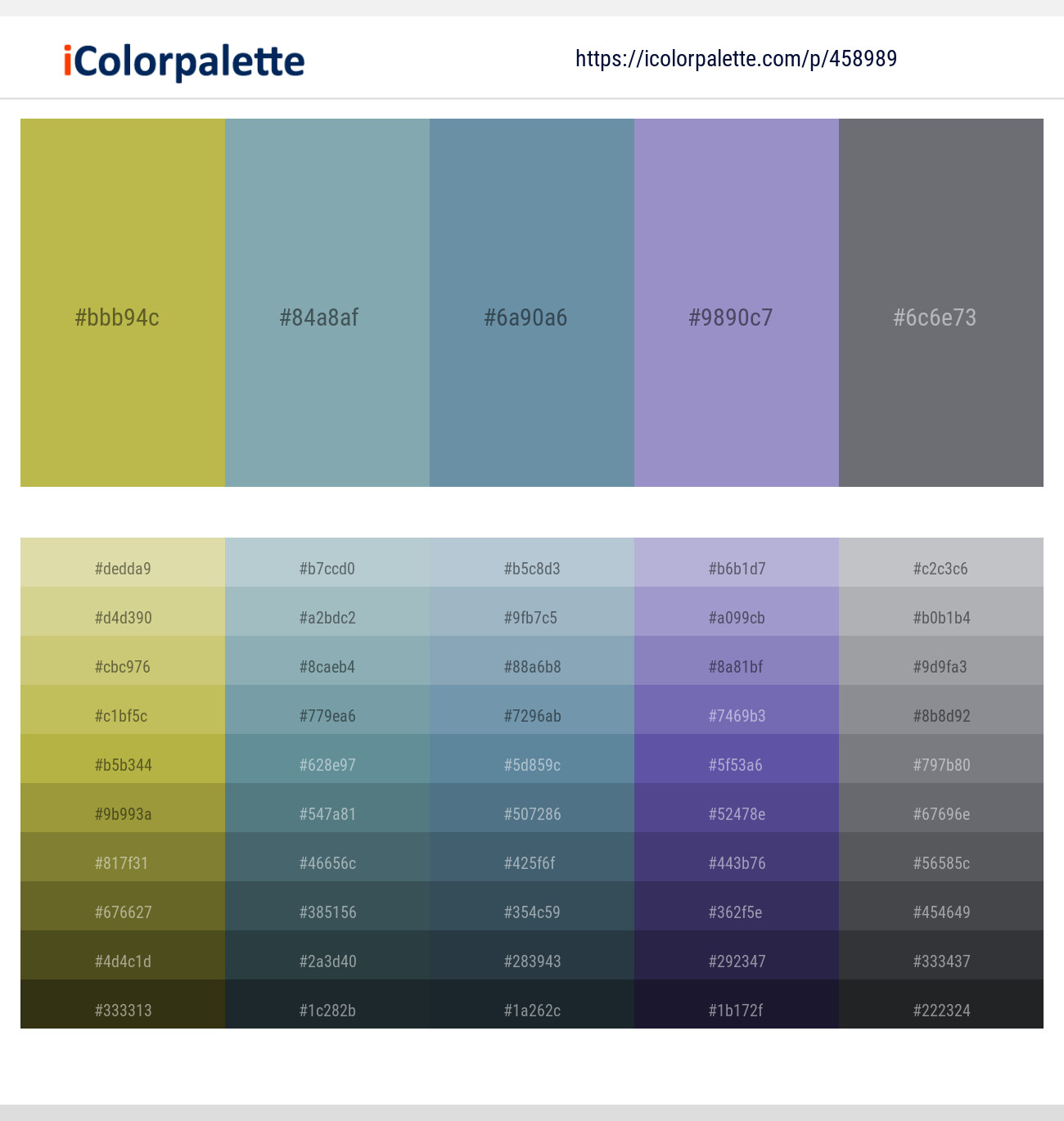 Celery – Bali Hai – Bermuda Gray – Blue Bell – Nevada Color scheme