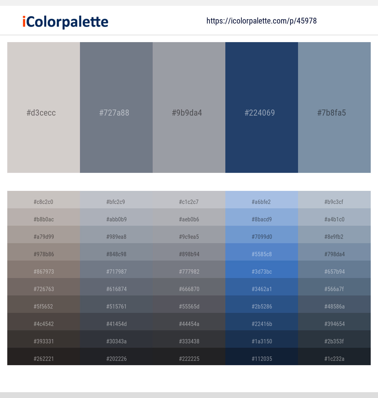 Swiss Coffee – Raven – Manatee – Cello – Gothic Color scheme