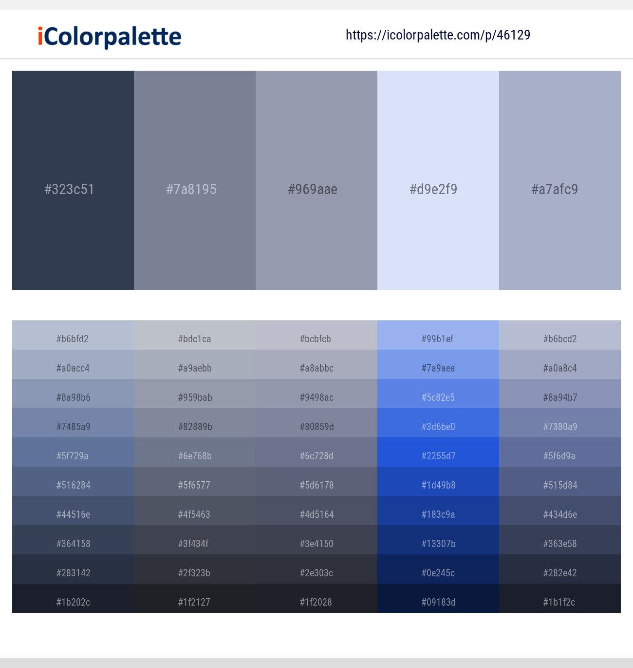 Oxford Blue – Waterloo  – Santas Gray – Moon Raker – Logan Color scheme