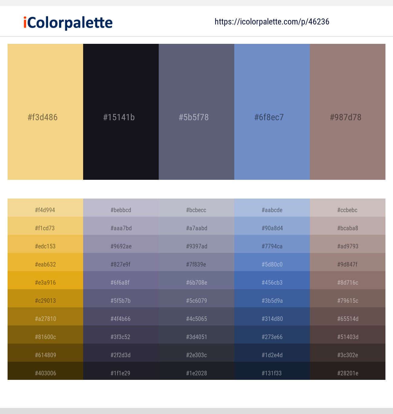 Buff – Woodsmoke – Comet – Danube – Hemp Color scheme
