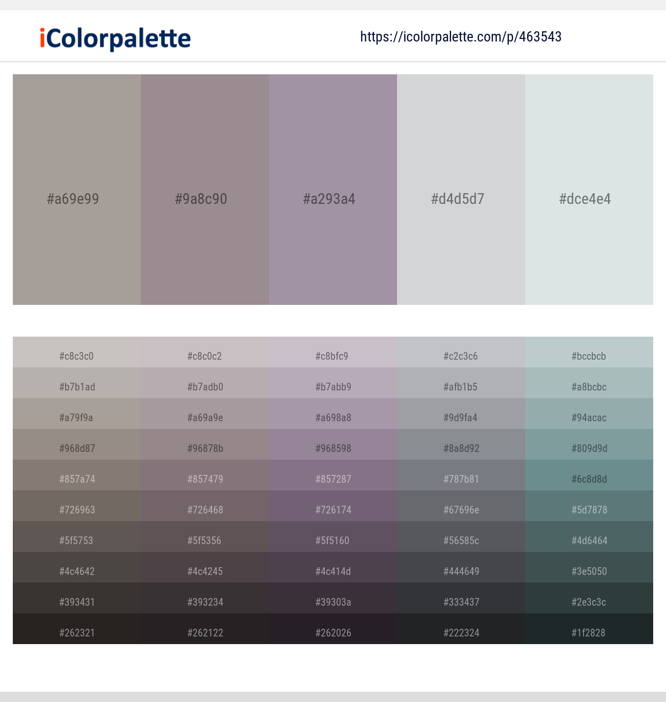 Cloudy – Dusty Gray – Mountain Mist – Iron – Geyser Color scheme
