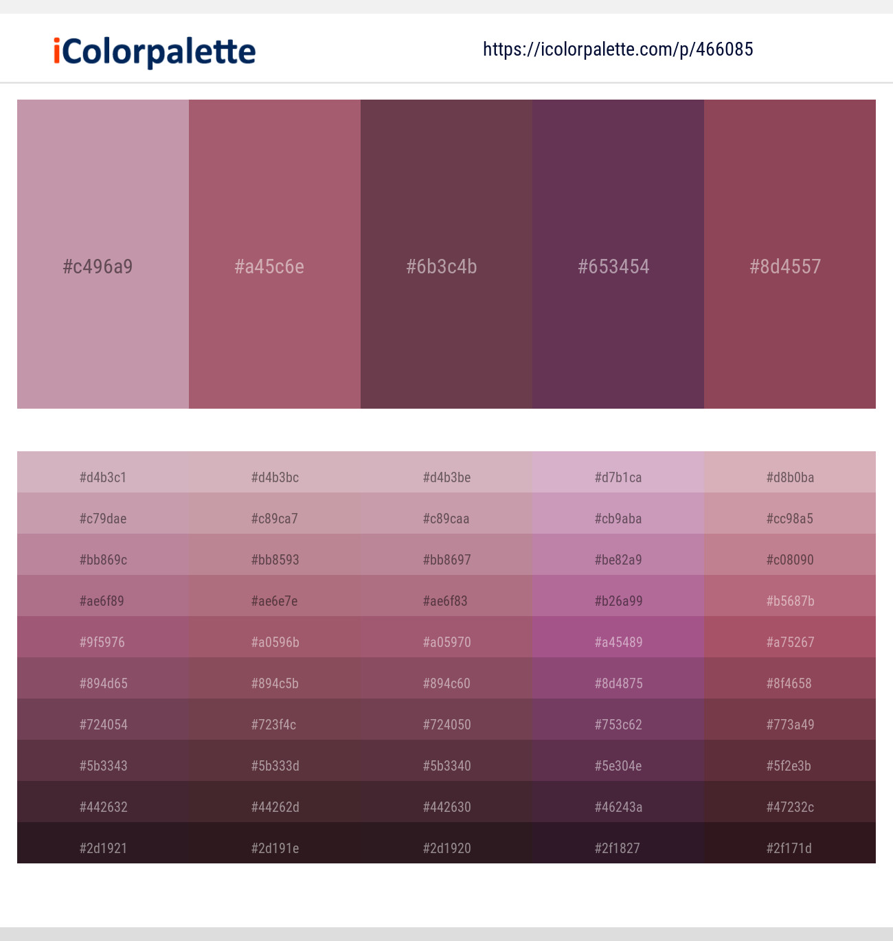 Viola – Coral Tree – Eggplant – Cosmic – Cannon Pink Color scheme