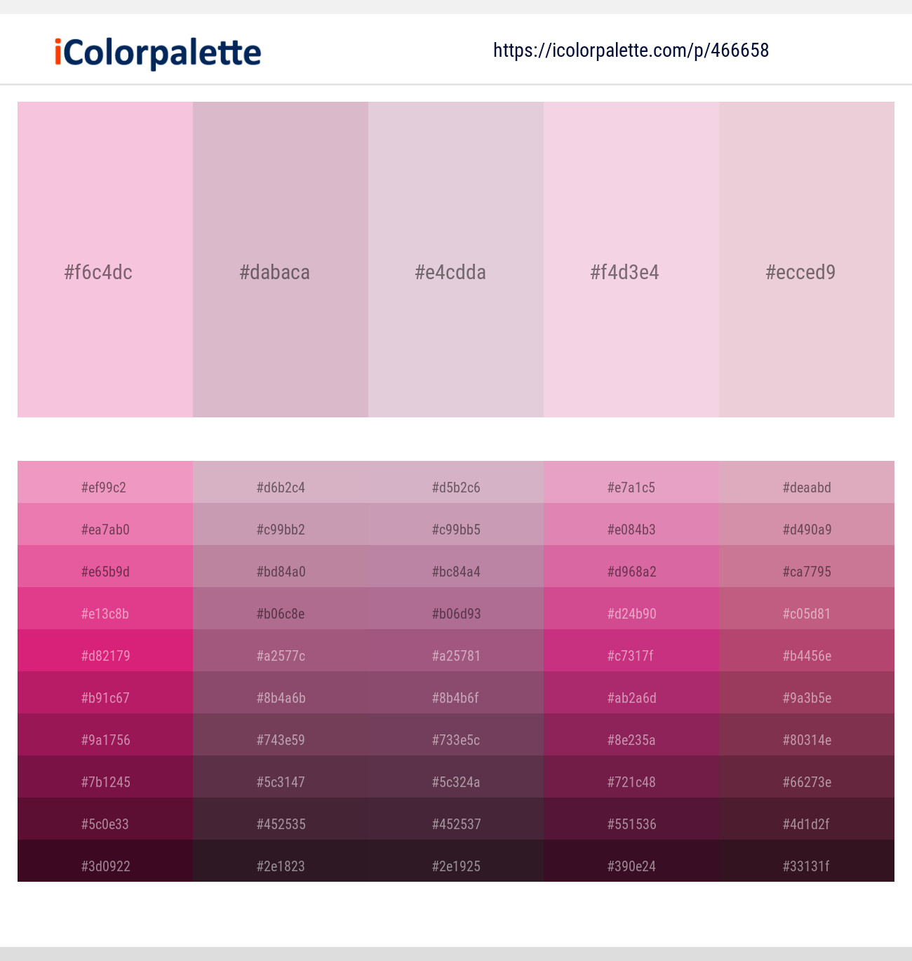 30 Pastel Pink Color Palette  Curated collection of Color Palettes