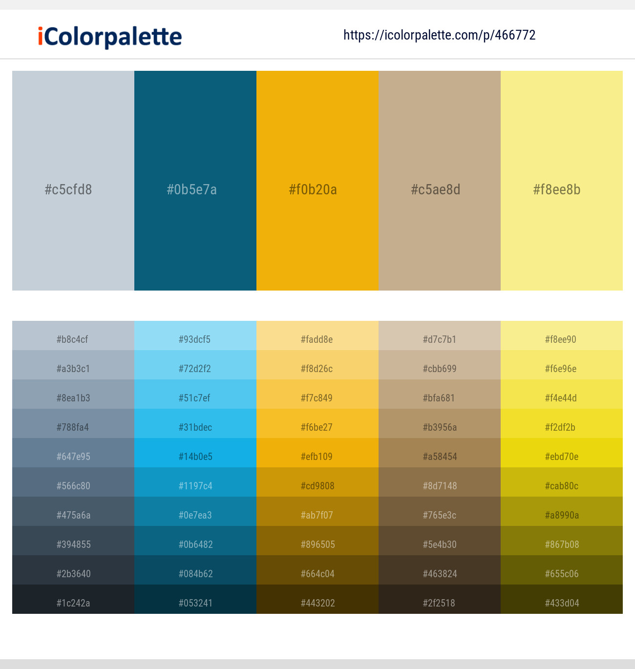 Heather – Atoll – Buttercup – Indian Khaki – Sweet Corn Color scheme