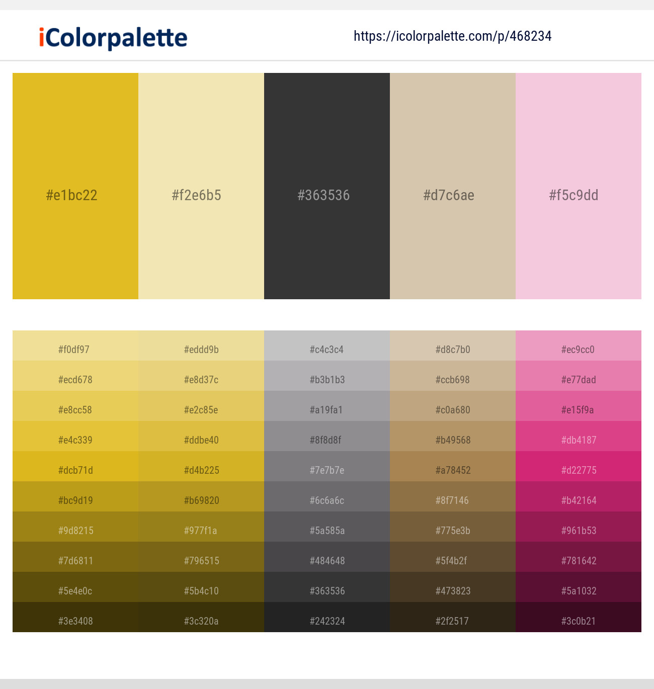 Golden Grass – Sidecar – Thunder – Akaroa – Azalea Color scheme