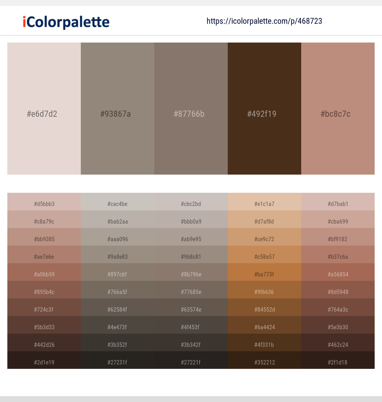 Pearl Bush – Squirrel – Americano – Metallic Bronze – Brandy Rose Color scheme