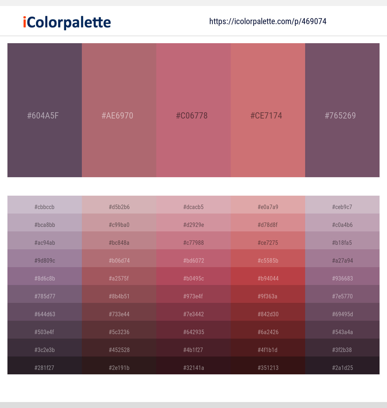 Eggplant – Coral Tree – Contessa – Contessa – Falcon Color scheme