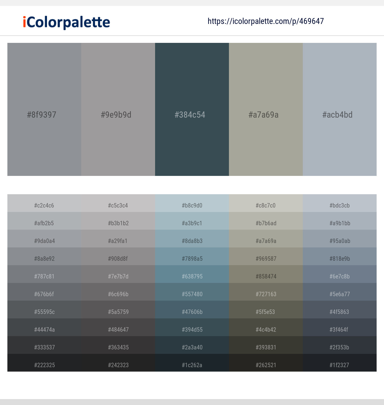 Oslo Gray – Shady Lady – Limed Spruce – Delta – Hit Gray Color scheme