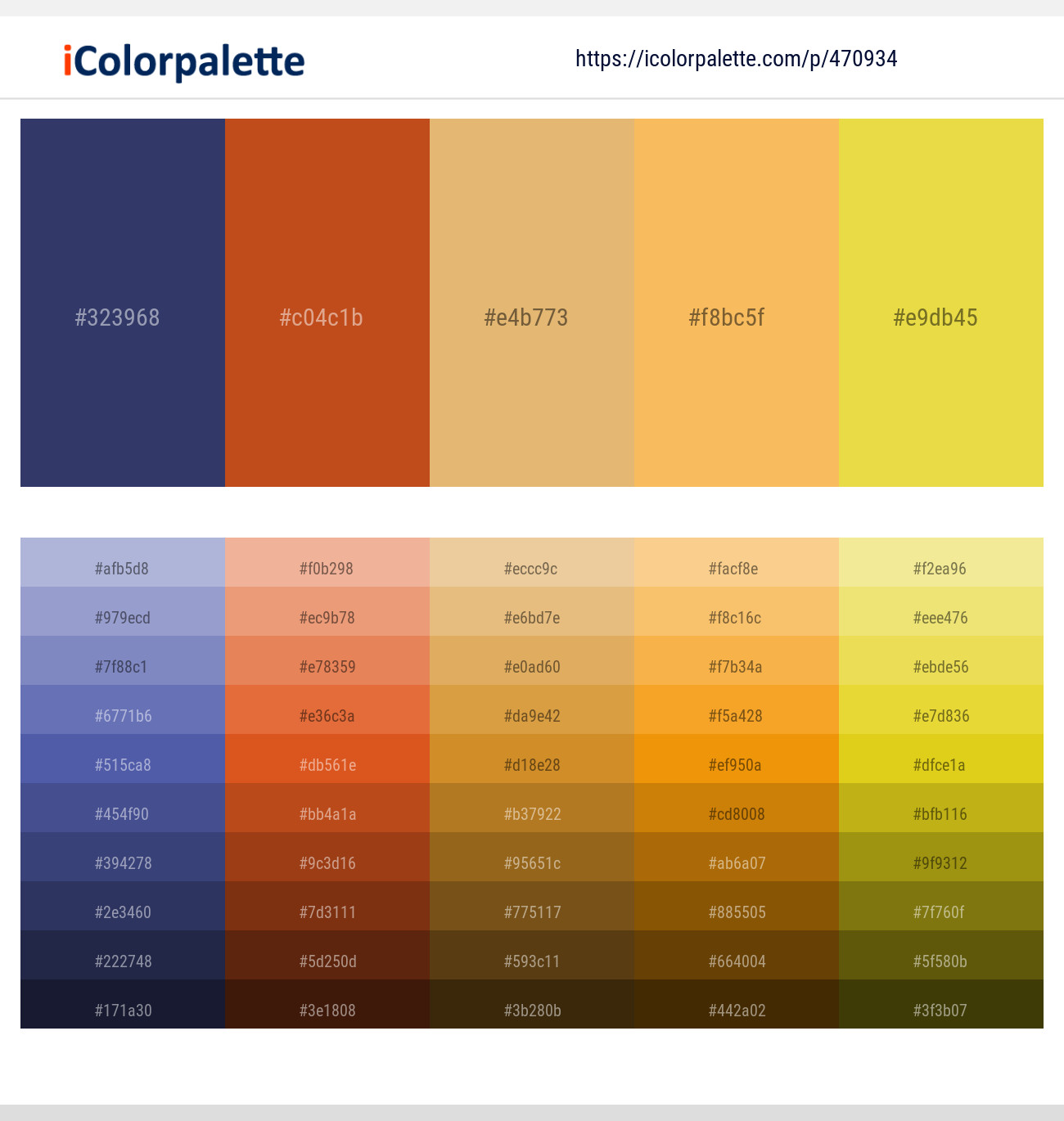 Rhino – Orange Roughy – Harvest Gold – Saffron Mango – Confetti Color scheme