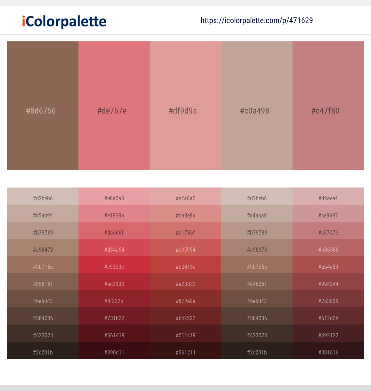 Beaver – New York Pink – Petite Orchid – Quicksand – Old Rose Color scheme