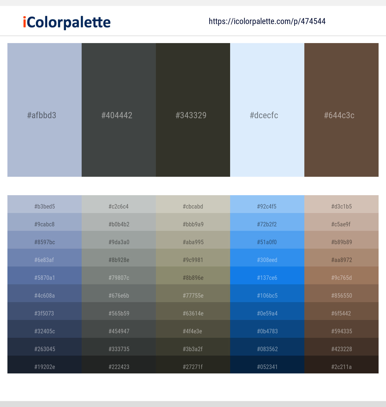 Casper – Cape Cod – Rangitoto – Hawkes Blue – Kabul Color scheme