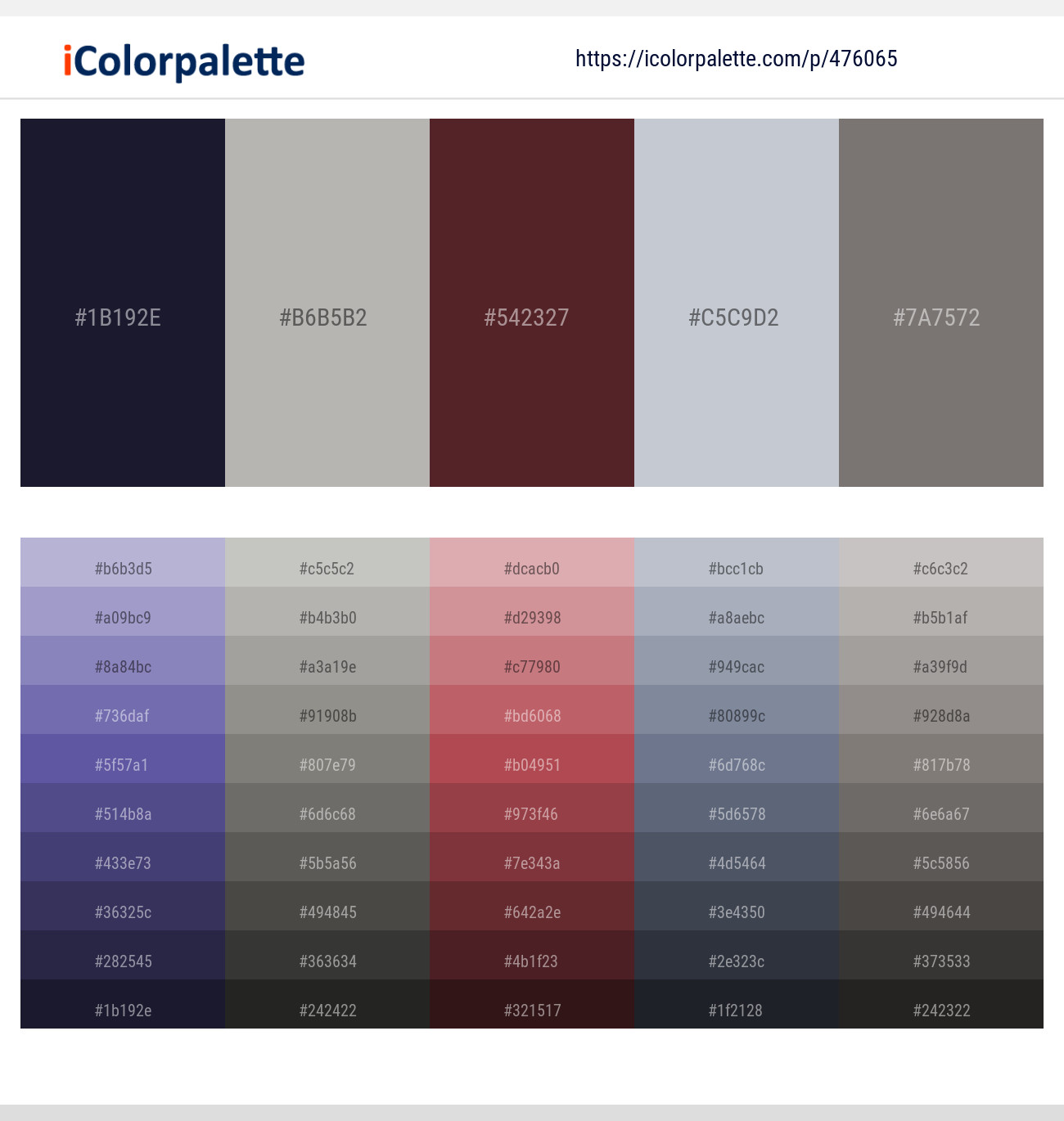 Mirage – Cotton Seed – Cocoa Bean – Ghost – Tapa Color scheme