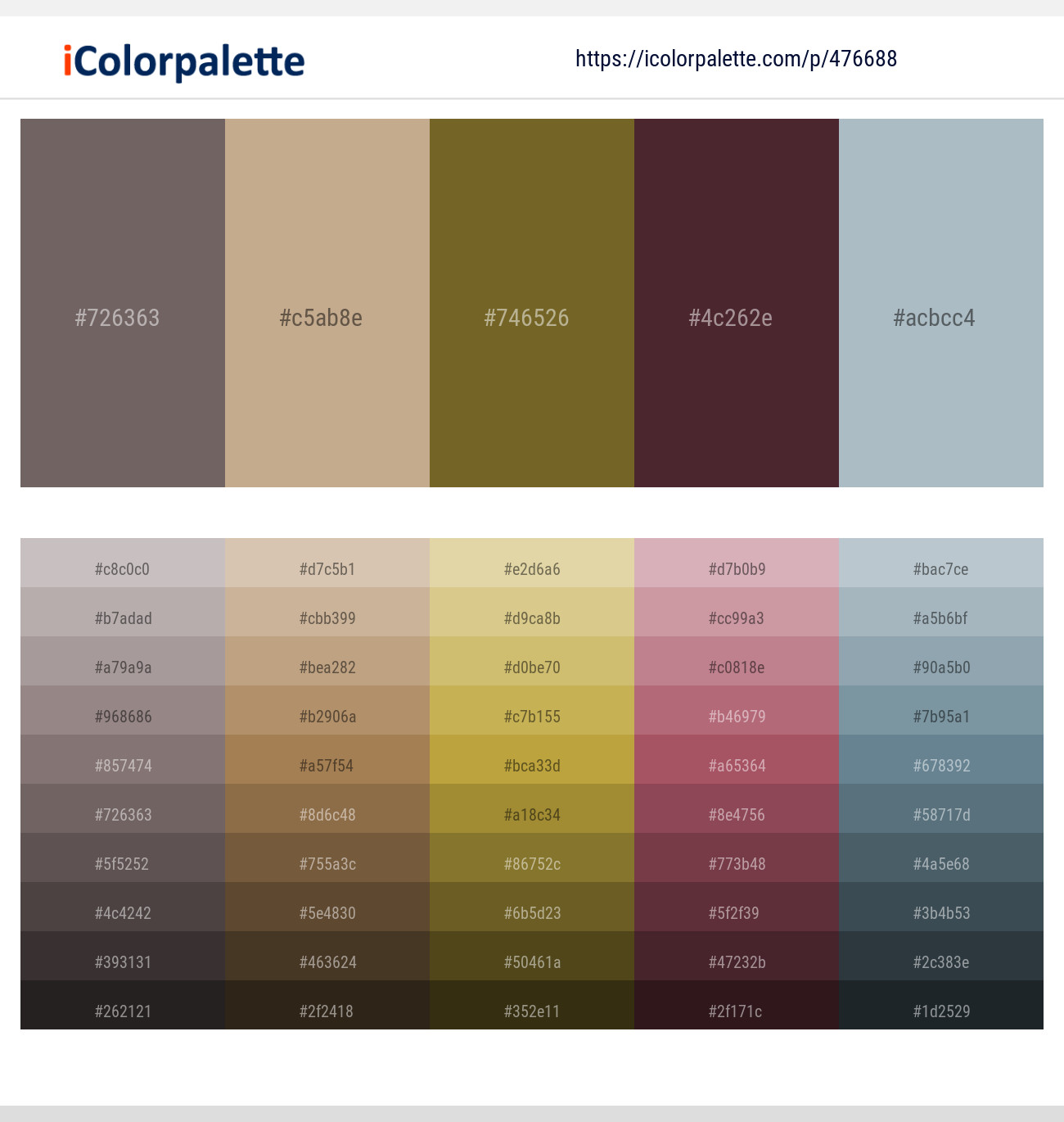 Scorpion – Indian Khaki – Crete – Livid Brown – Tower Gray Color scheme