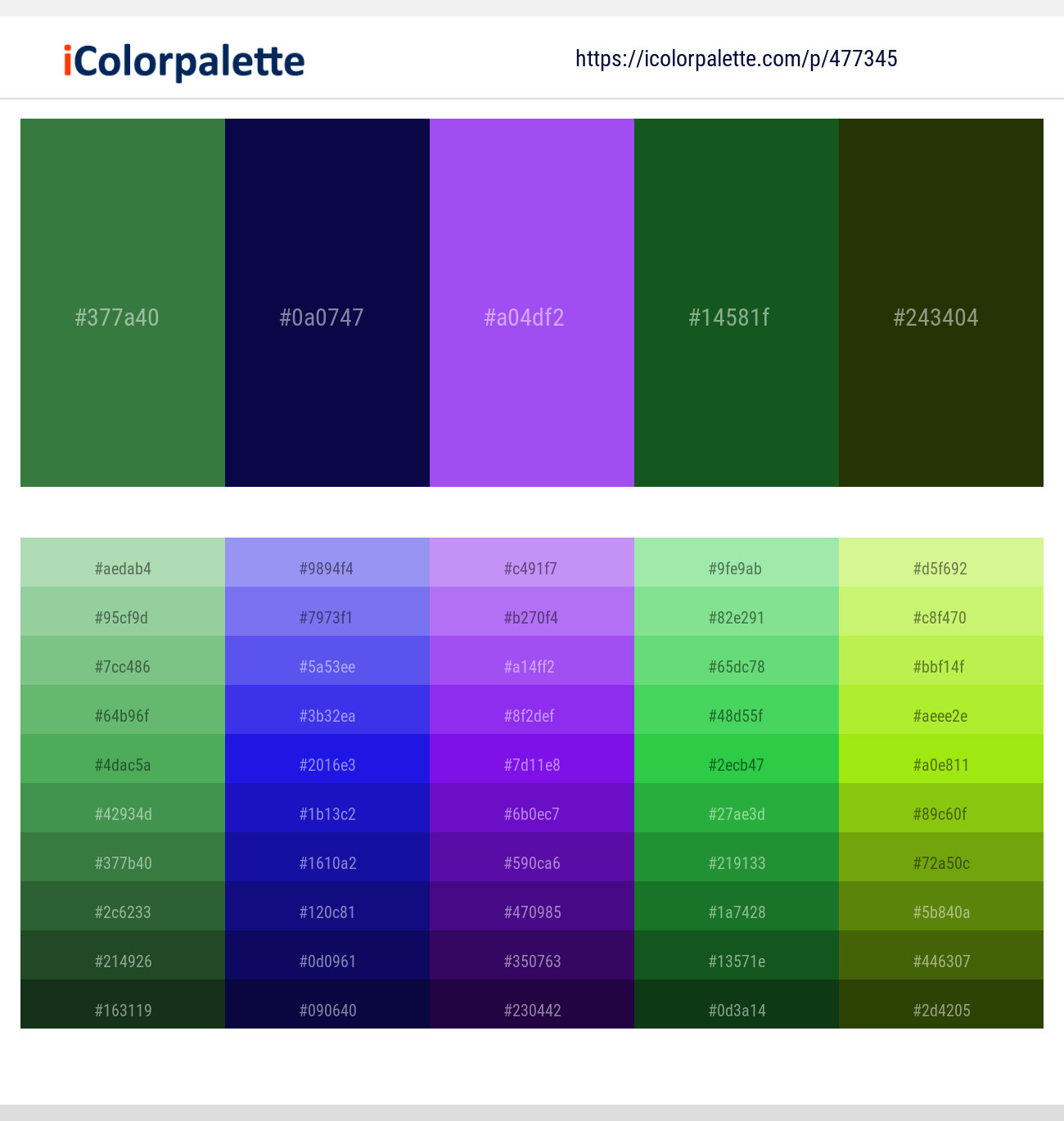Goblin – Deep Cove – Heliotrope – Parsley – Pine Tree Color scheme