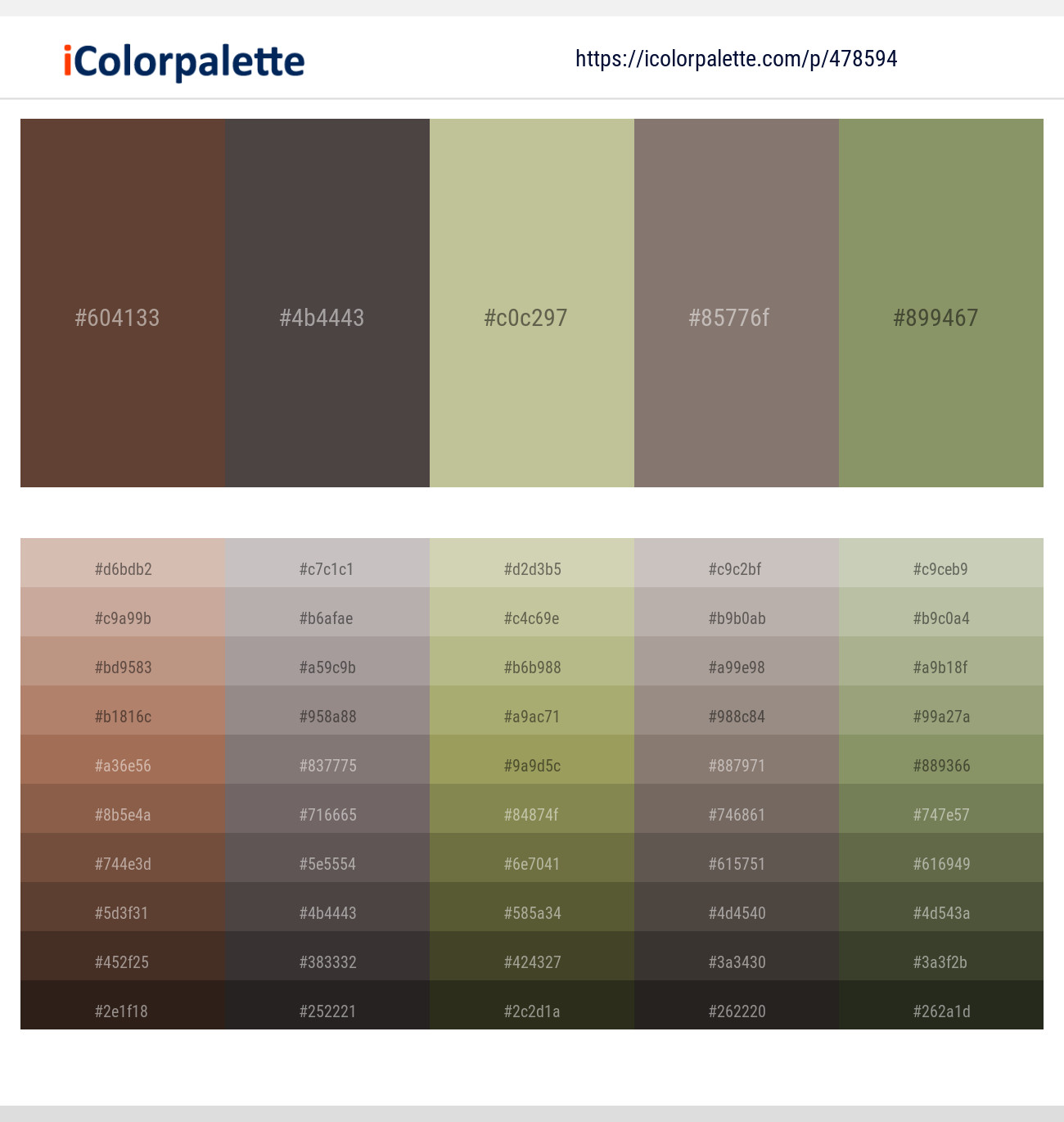Millbrook – Tundora – Coral Reef – Americano – Avocado Color scheme