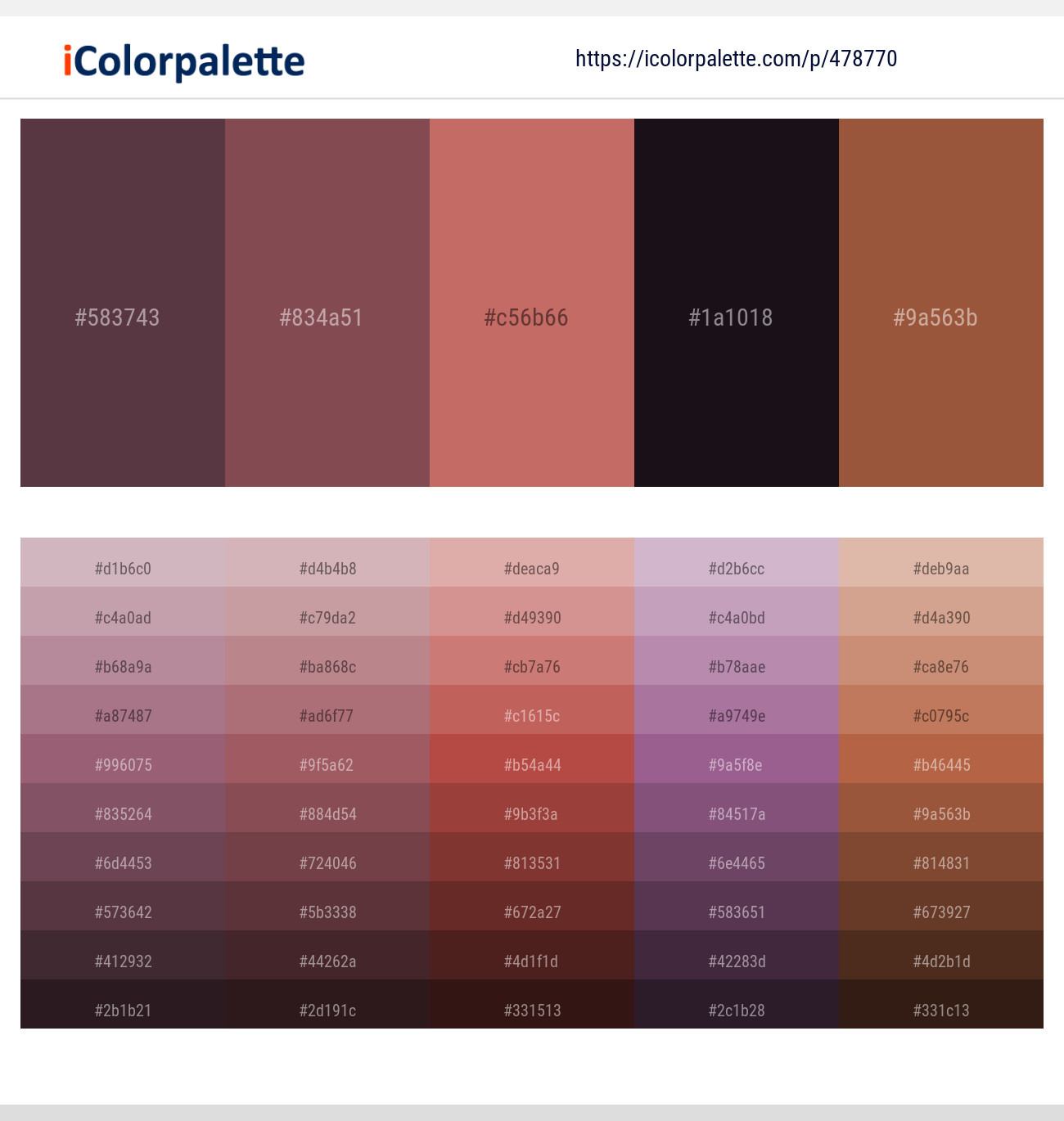 Congo Brown – Copper Rust – Contessa – Gondola – Sepia Skin Color scheme