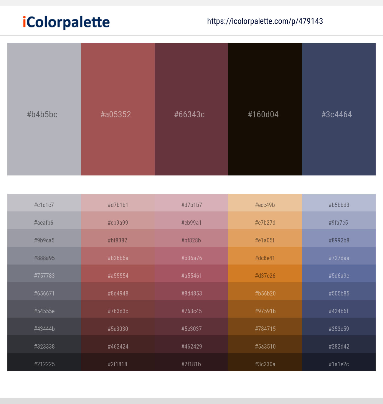 Bombay – Copper Rust – Buccaneer – Graphite – Fiord Color scheme