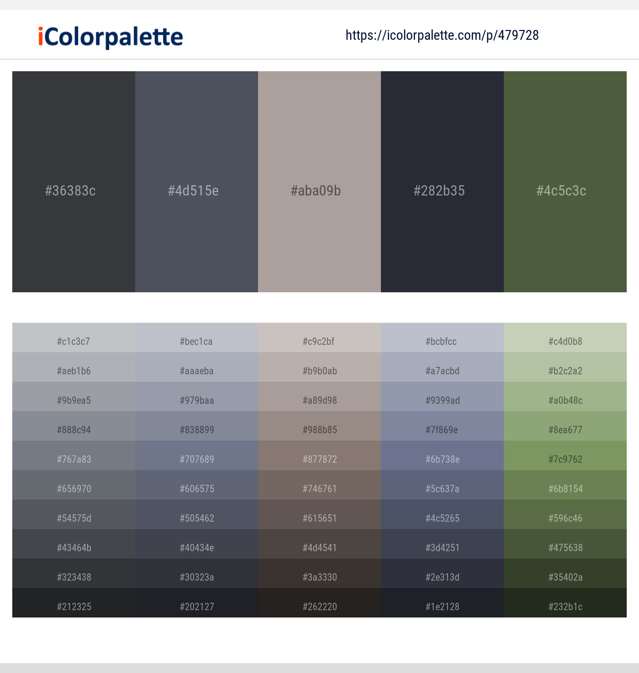 Tuna – Trout – Cloudy – Charade – Tom Thumb Color scheme