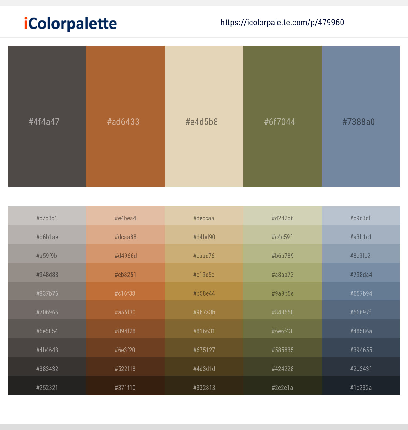 Fuscous Gray – Copper – Grain Brown – Go Ben – Bermuda Gray Color scheme