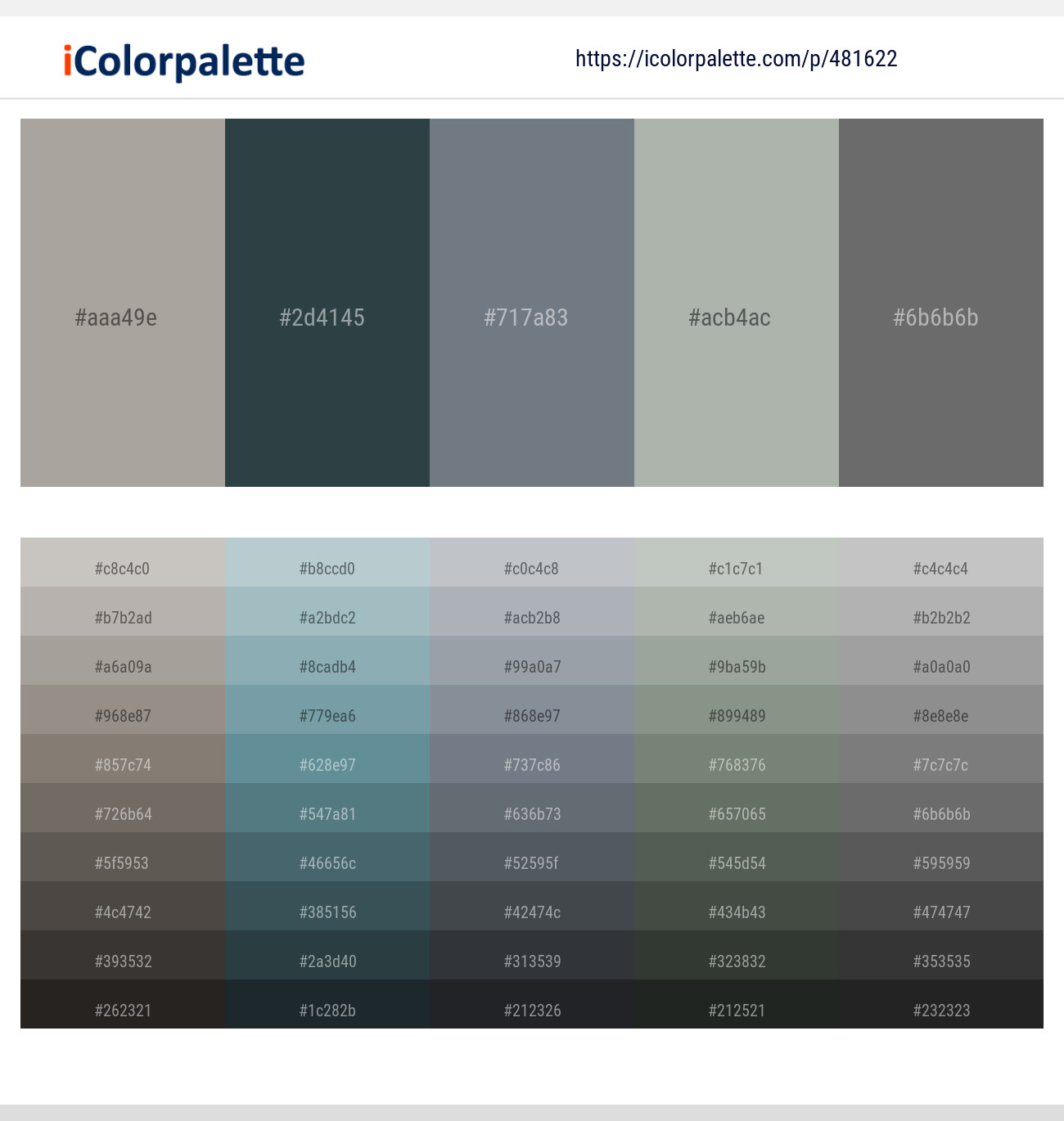 Cloudy – Limed Spruce – Pale Sky – Green Spring – Dove Gray Color scheme