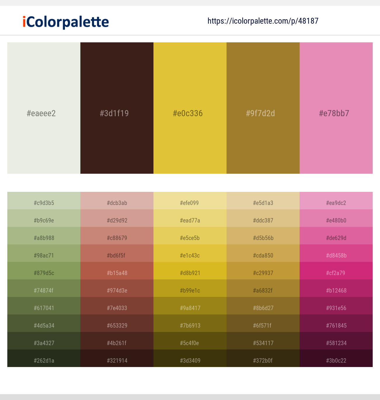 Green White – Tamarind – Anzac – Luxor Gold – Carissma Color scheme