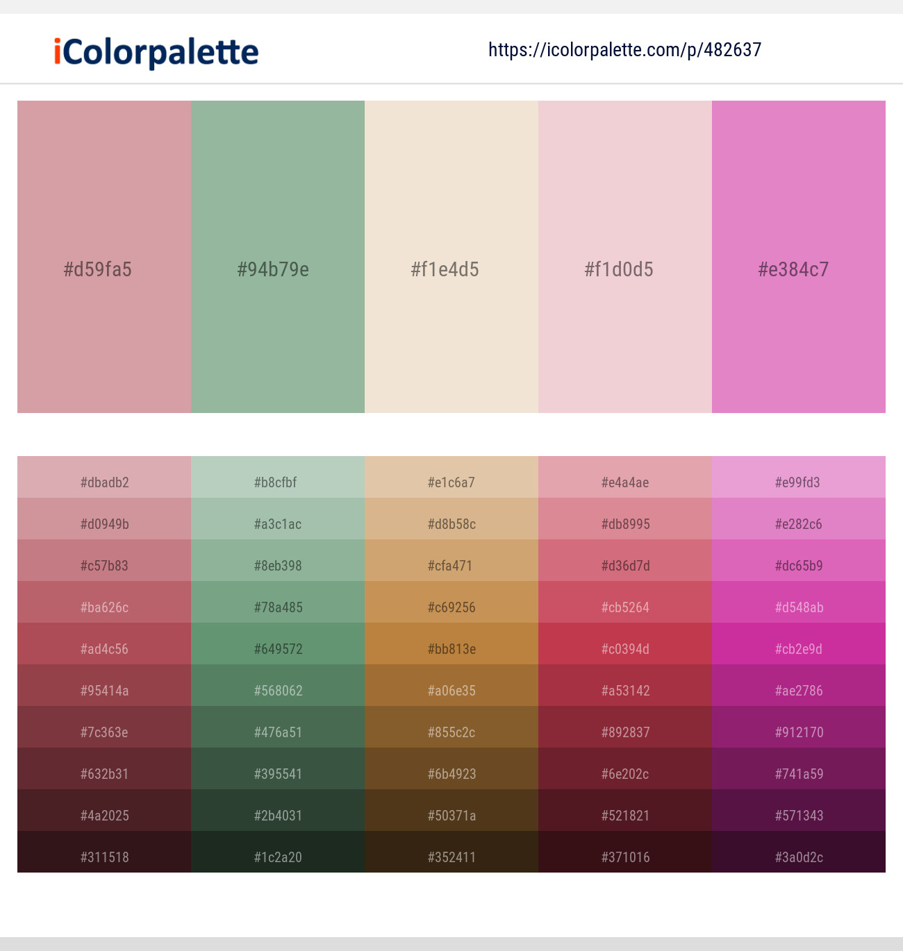 Careys Pink – Summer Green – Parchment – Vanilla Ice – Shocking Color scheme