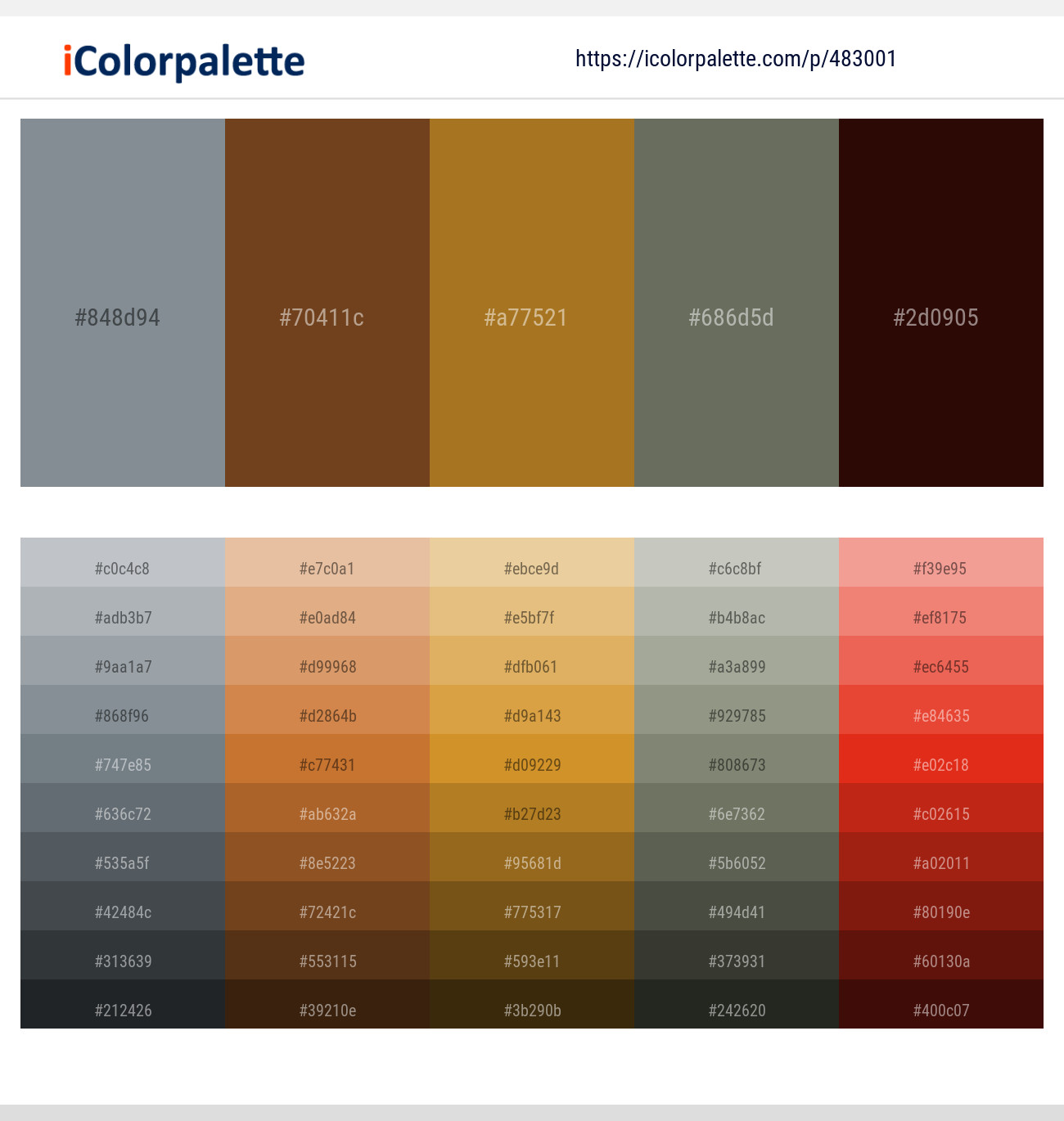 Oslo Gray – Walnut – Reef Gold – Siam – Wood Bark Color scheme