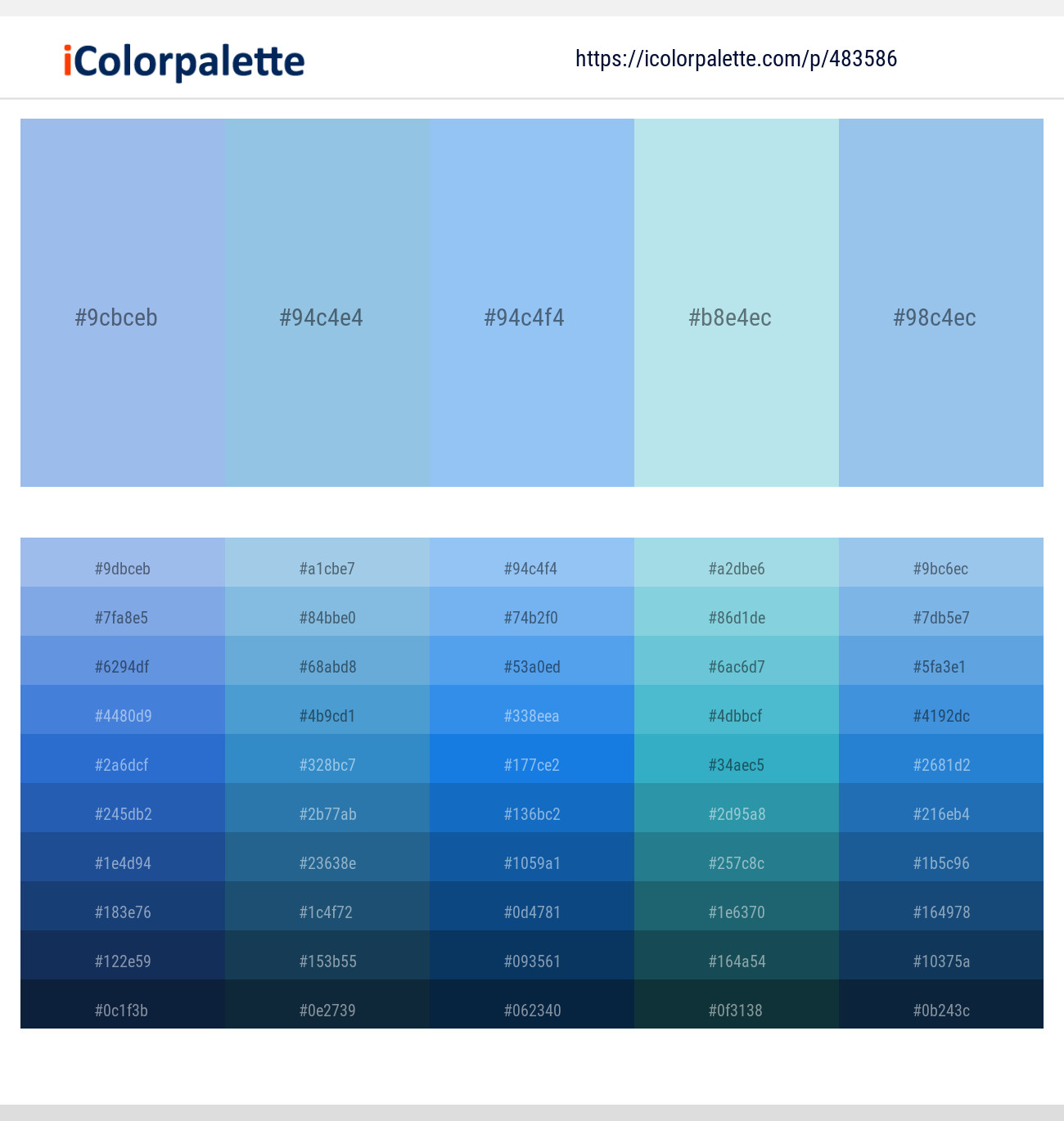 57 Color with Light Blue And Powder Blue Color tone combinations | 2023 | iColorpalette